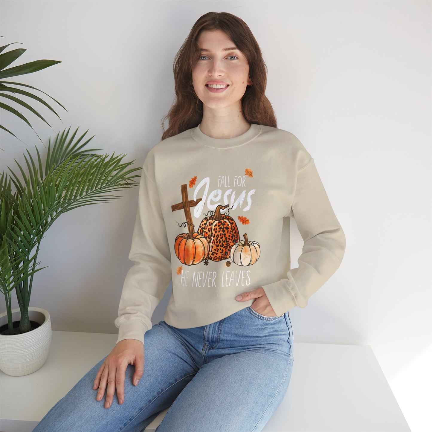 Faithful Fall Crewneck: Embrace the Season with Jesus by Your Side