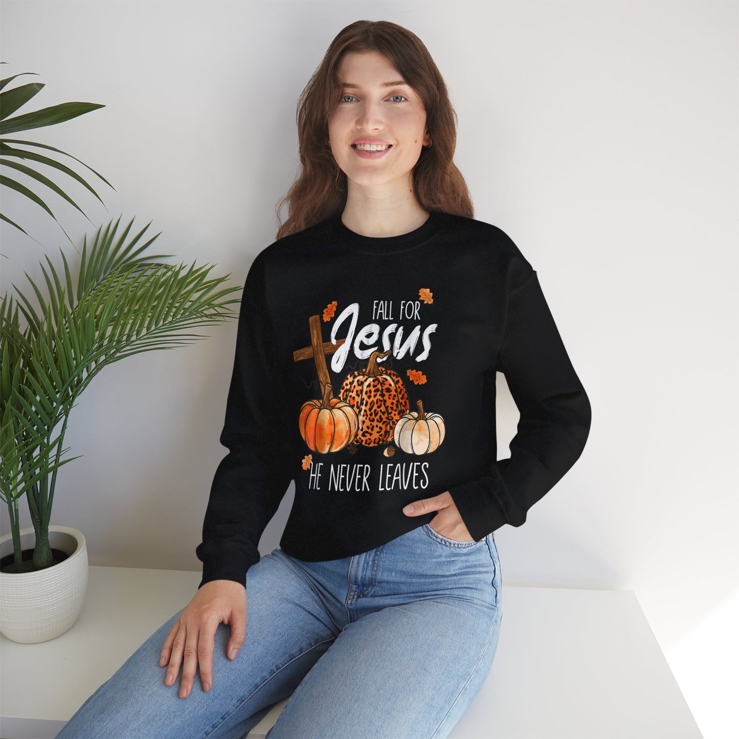 Faithful Fall Crewneck: Embrace the Season with Jesus by Your Side