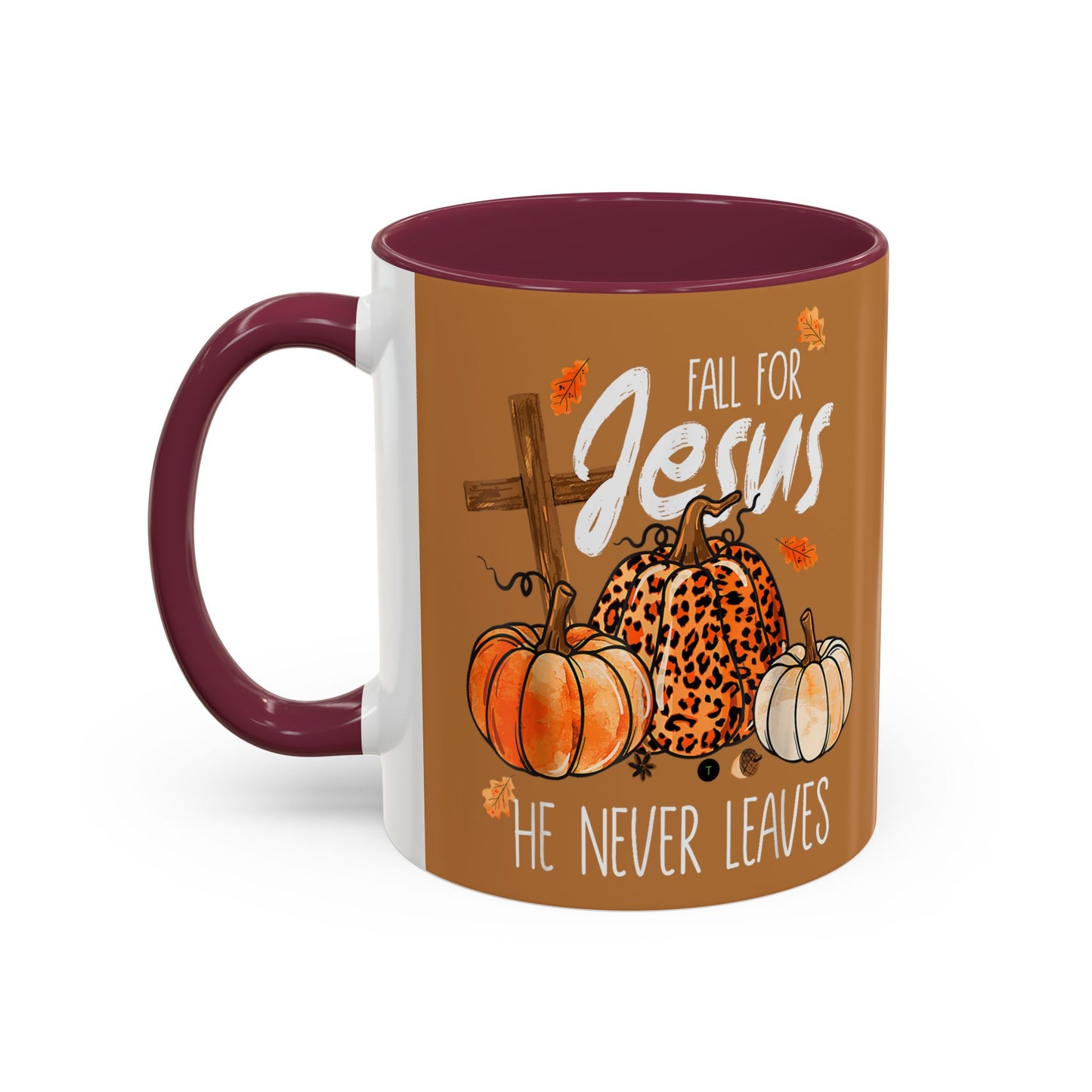 Fall for Jesus Mug – Autumn Leaves & Pumpkins Christian Coffee Cup