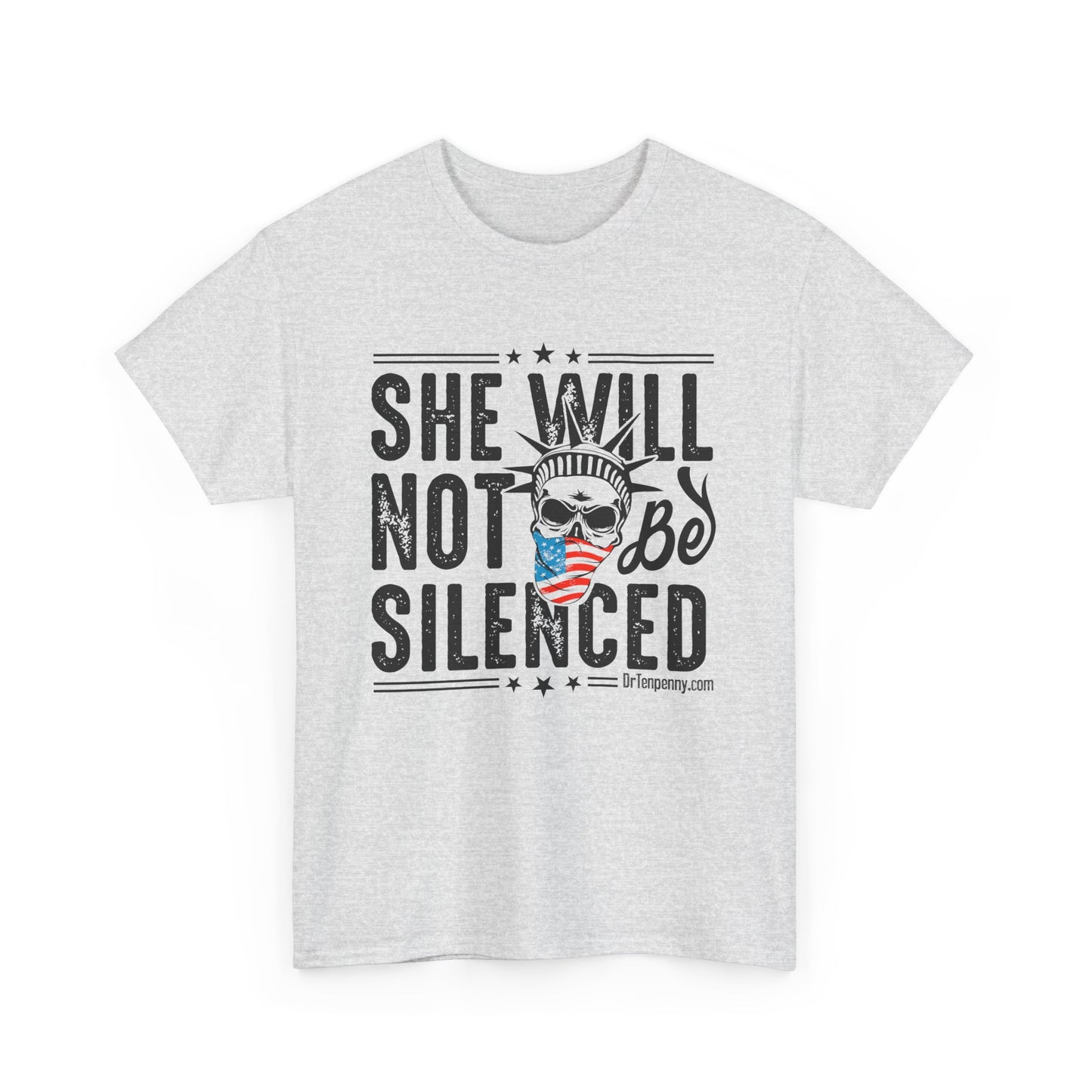 She Will Not Be Silenced – Lady Liberty Skull Tee