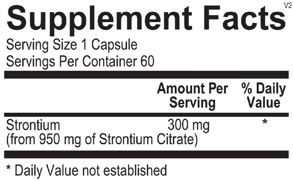 Detailed supplement facts label for Opti Bone Matrix Support showing ingredient list and dosage.