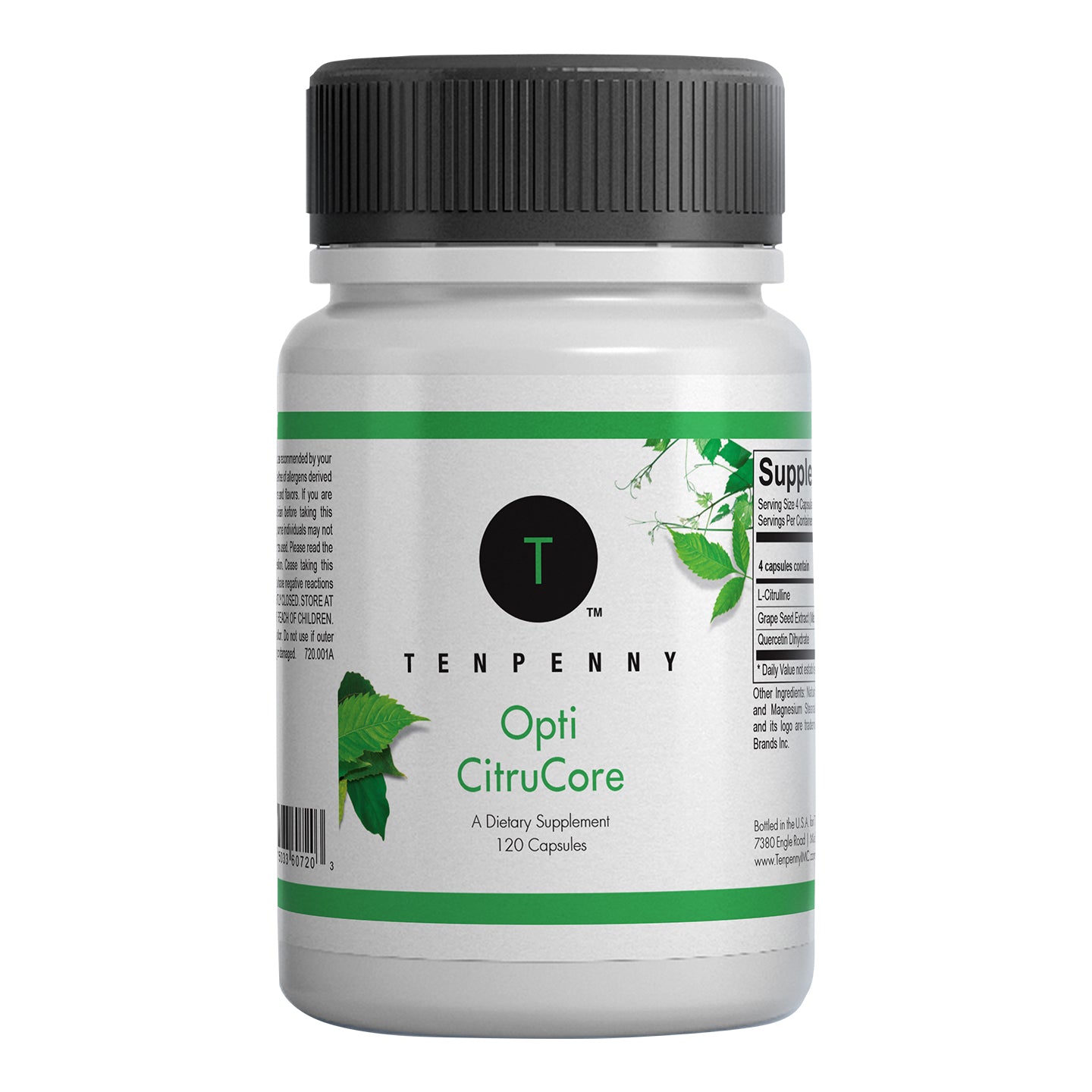 Front bottle image of Opti CitruCore, advanced supplement for cardiovascular and metabolic health.