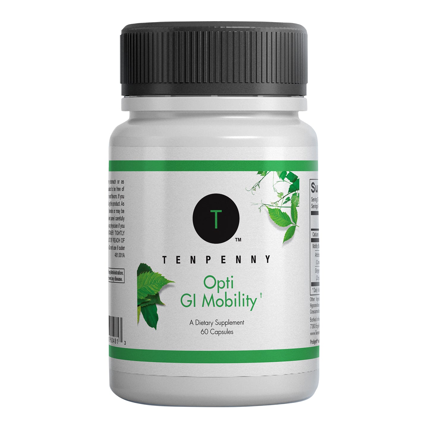 Front of Opti GI Mobility bottle, an advanced digestive support supplement to promote regularity, reduce bloating, and balance gut health