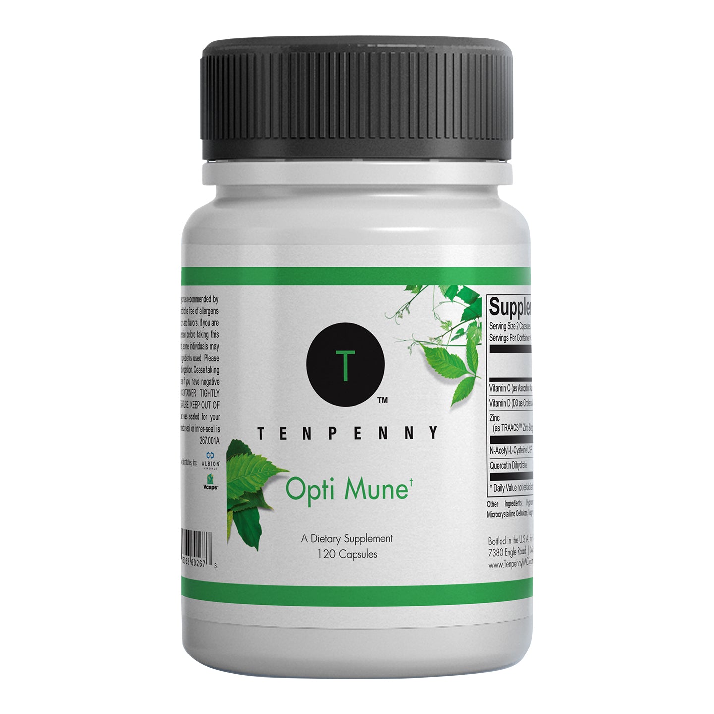 Front bottle image of Opti Mune, premium immune support supplement.