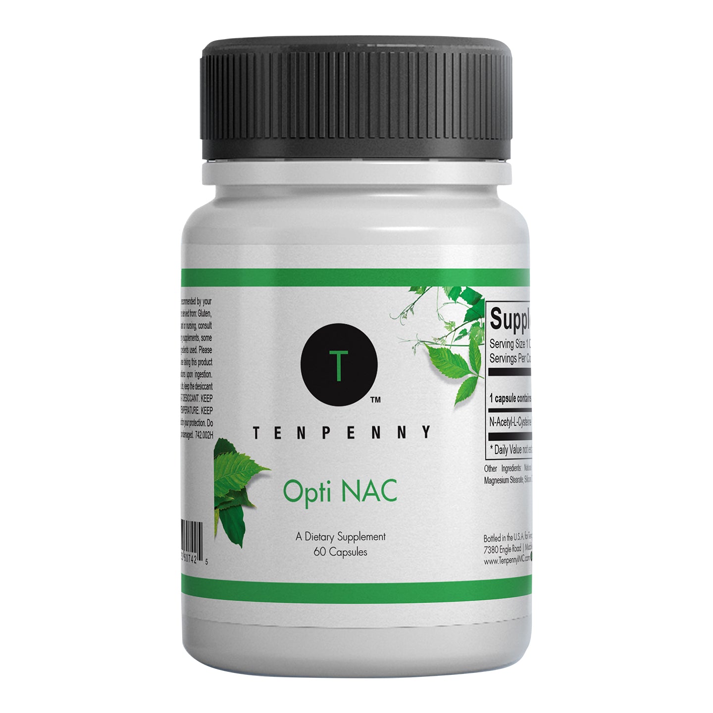 Front bottle image of Opti NAC, high-quality antioxidant and lung health supplement