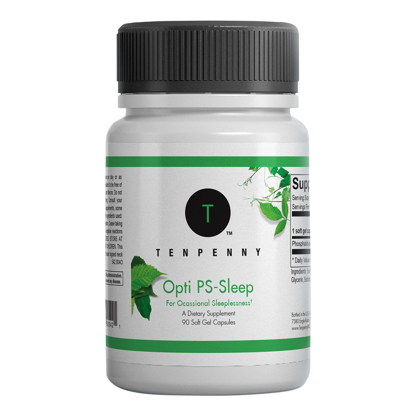 Front label of Opti PS-Sleep, highlighting cognitive health and stress resilience support.