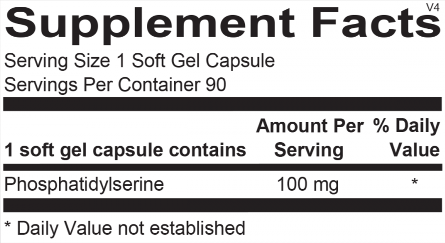 Opti PS-Sleep supplement facts label, showcasing phosphatidylserine content and key ingredients.
