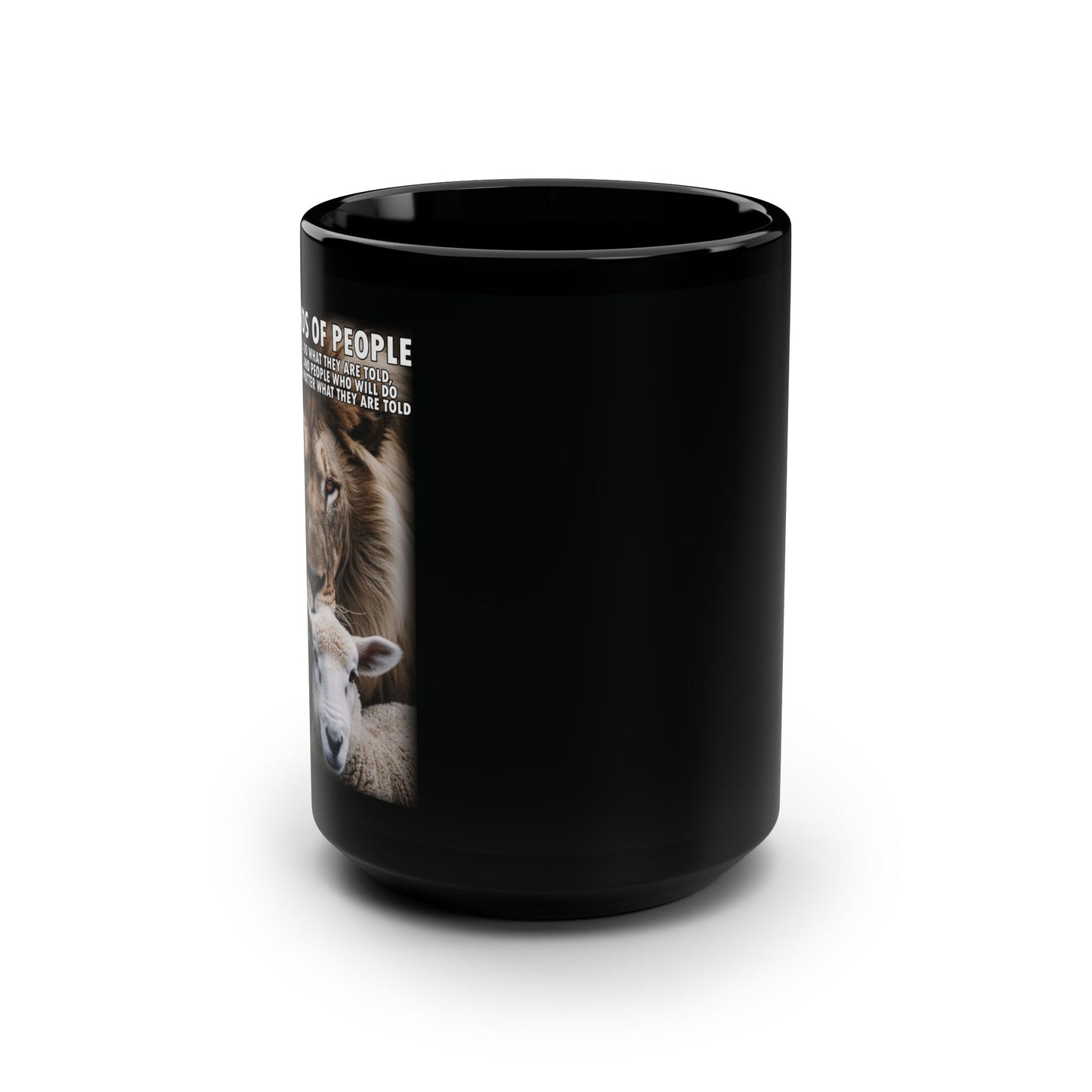 Mug - Courageous Lion and Sheep 15oz Black Mug