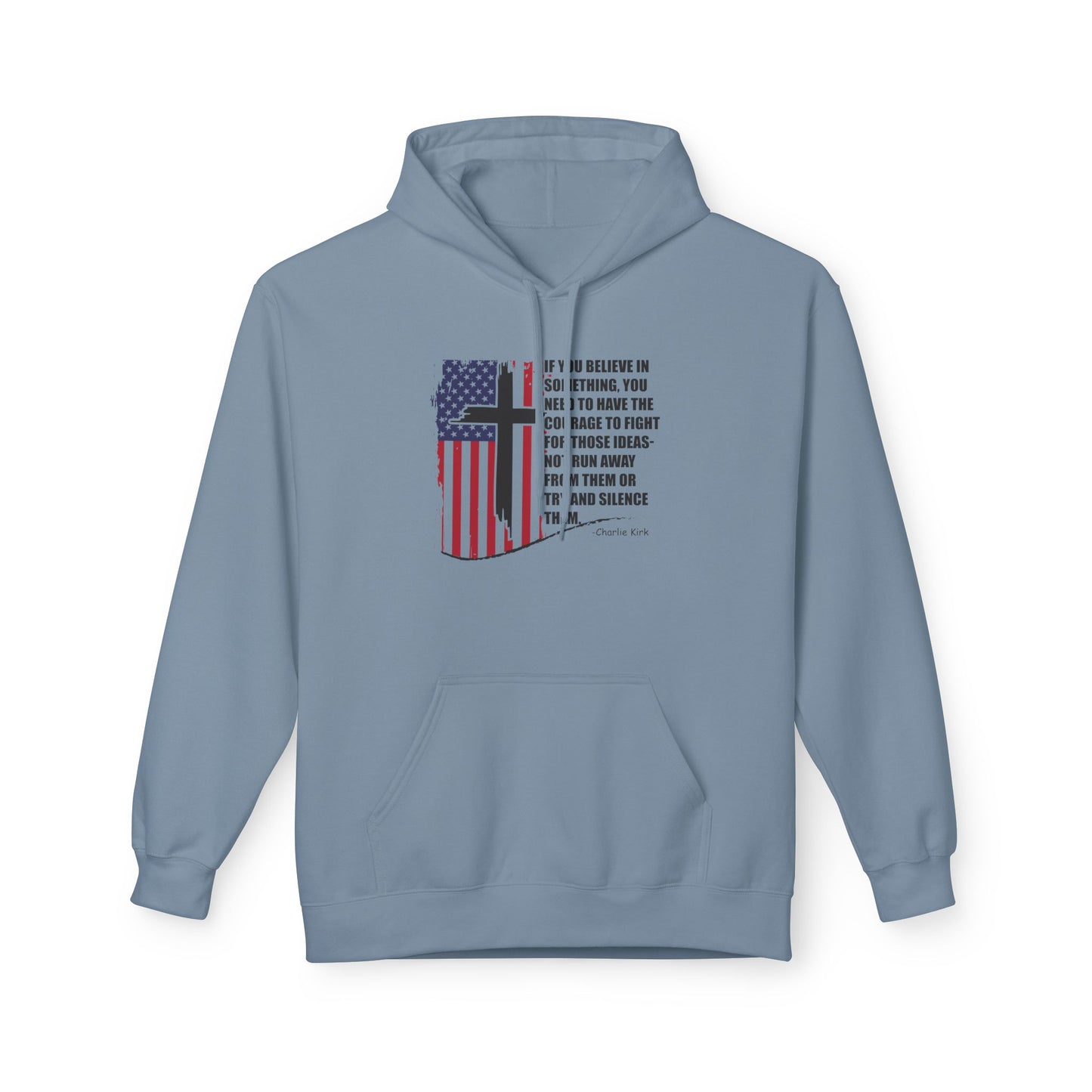 Patriotic Christian Hoodie – Faith, Freedom & Courage Unisex Fleece