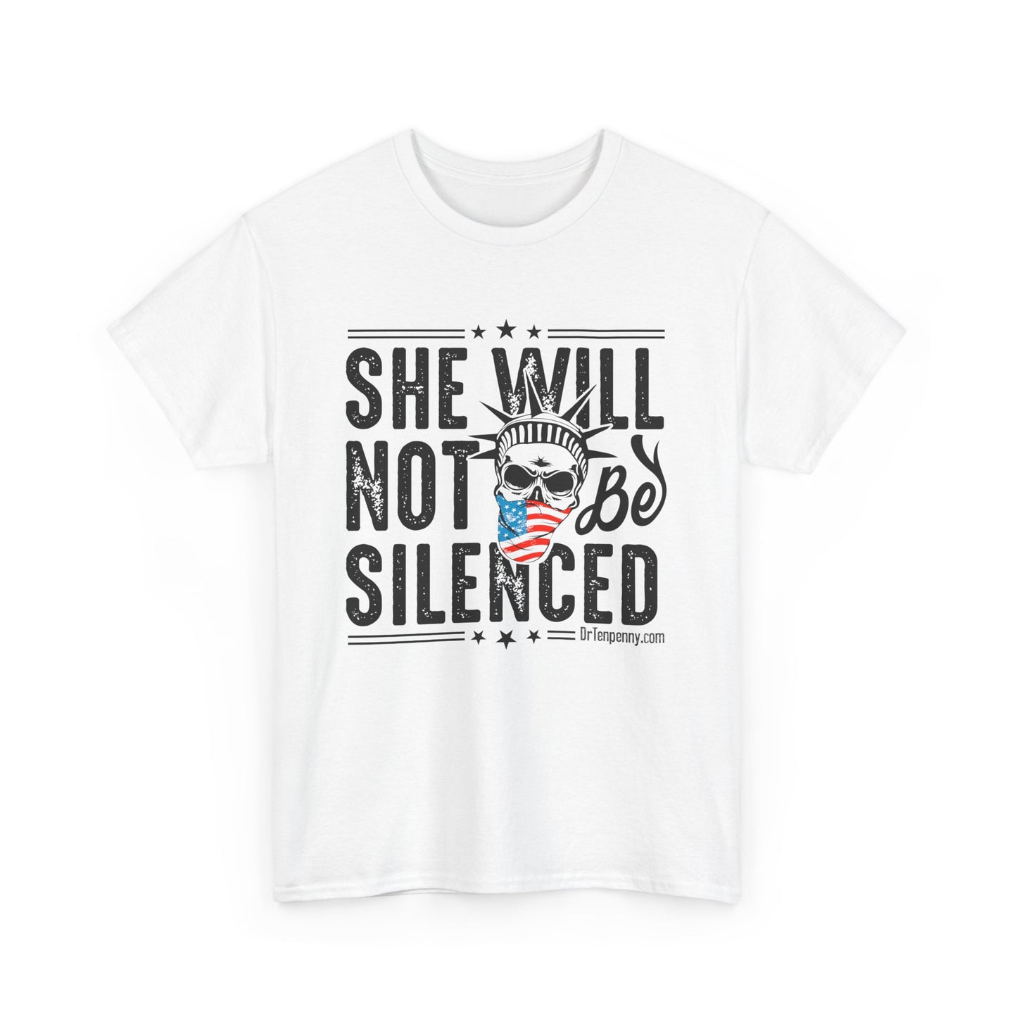 She Will Not Be Silenced – Lady Liberty Skull Tee