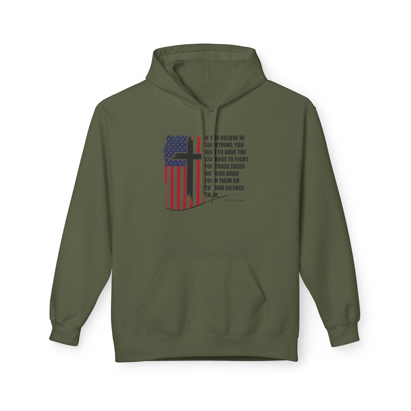Patriotic Christian Hoodie – Faith, Freedom & Courage Unisex Fleece