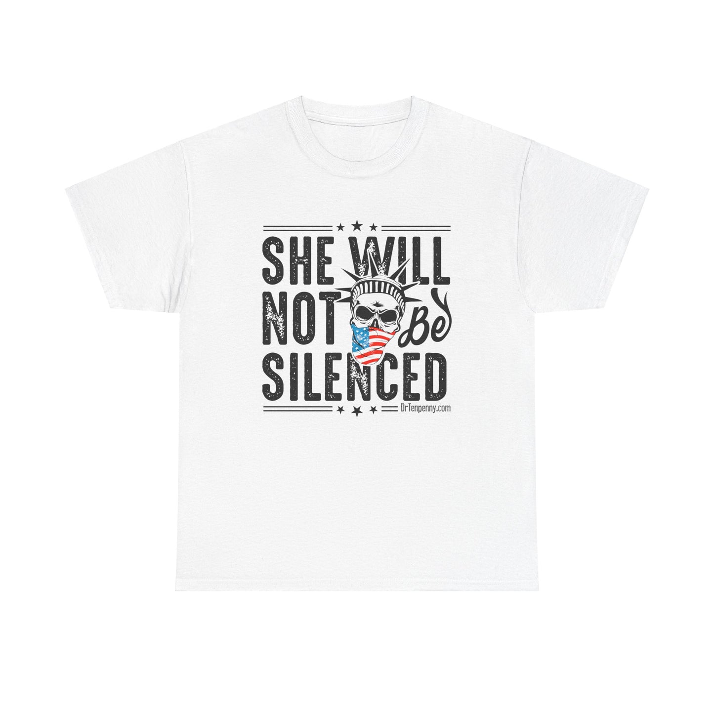 She Will Not Be Silenced – Lady Liberty Skull Tee