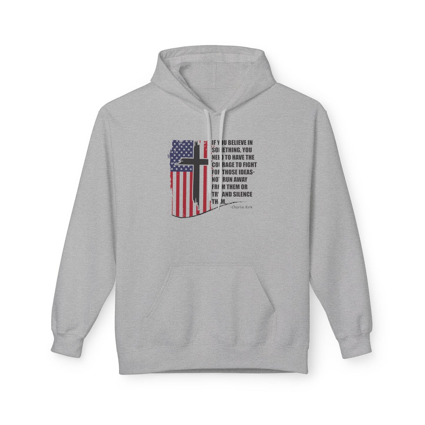 Patriotic Christian Hoodie – Faith, Freedom & Courage Unisex Fleece