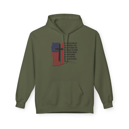 Patriotic Christian Hoodie – Faith, Freedom & Courage Unisex Fleece