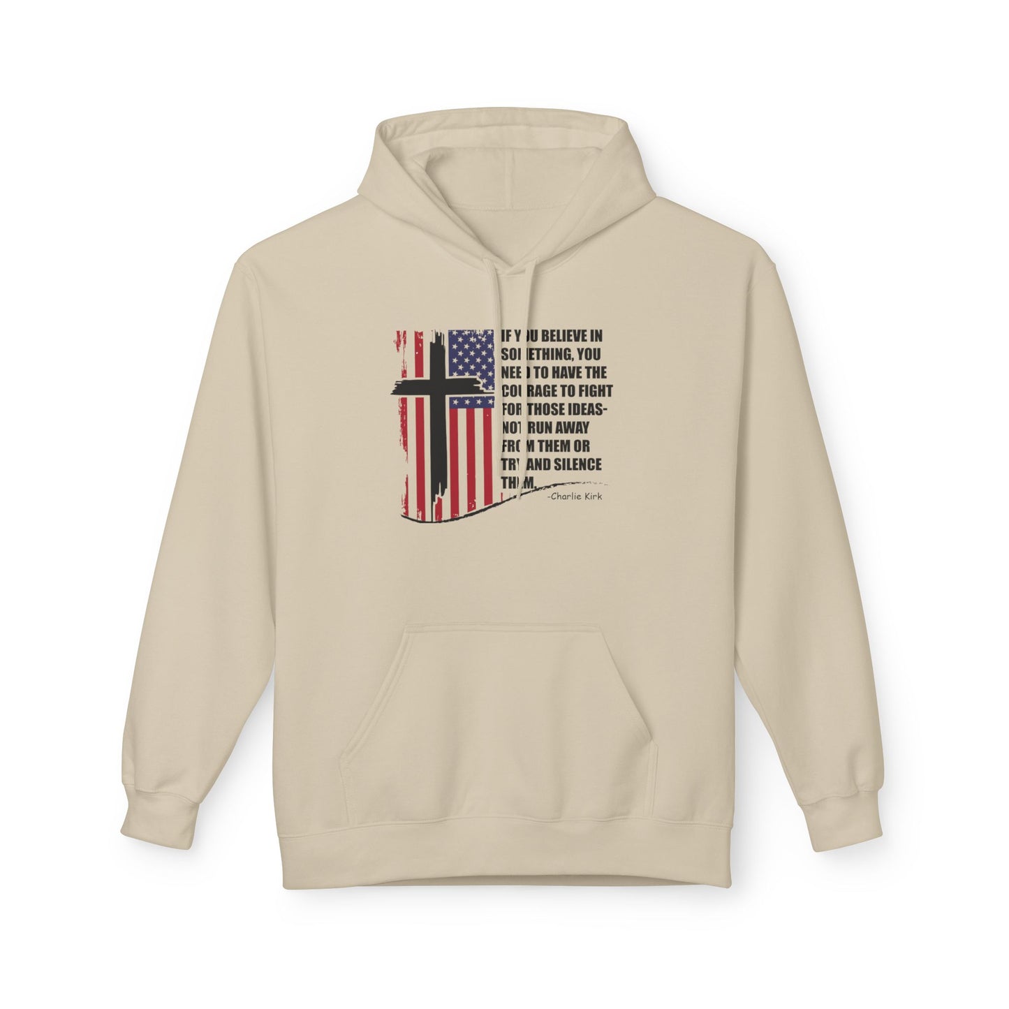 Patriotic Christian Hoodie – Faith, Freedom & Courage Unisex Fleece