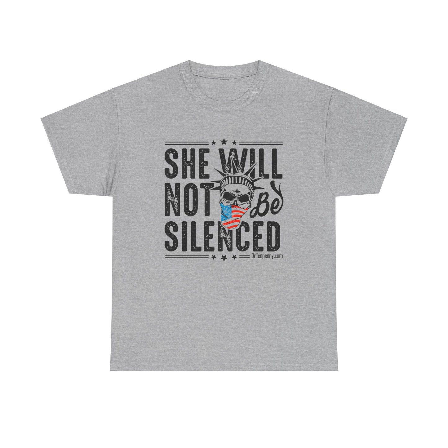 She Will Not Be Silenced – Lady Liberty Skull Tee