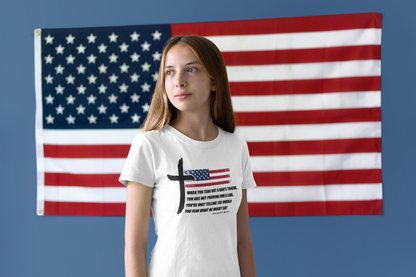 George R.R. Martin Quote Color Softstyle Tee – Patriotic Cross & American Flag Shirt