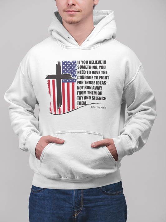 Patriotic Christian Hoodie – Faith, Freedom & Courage Unisex Fleece
