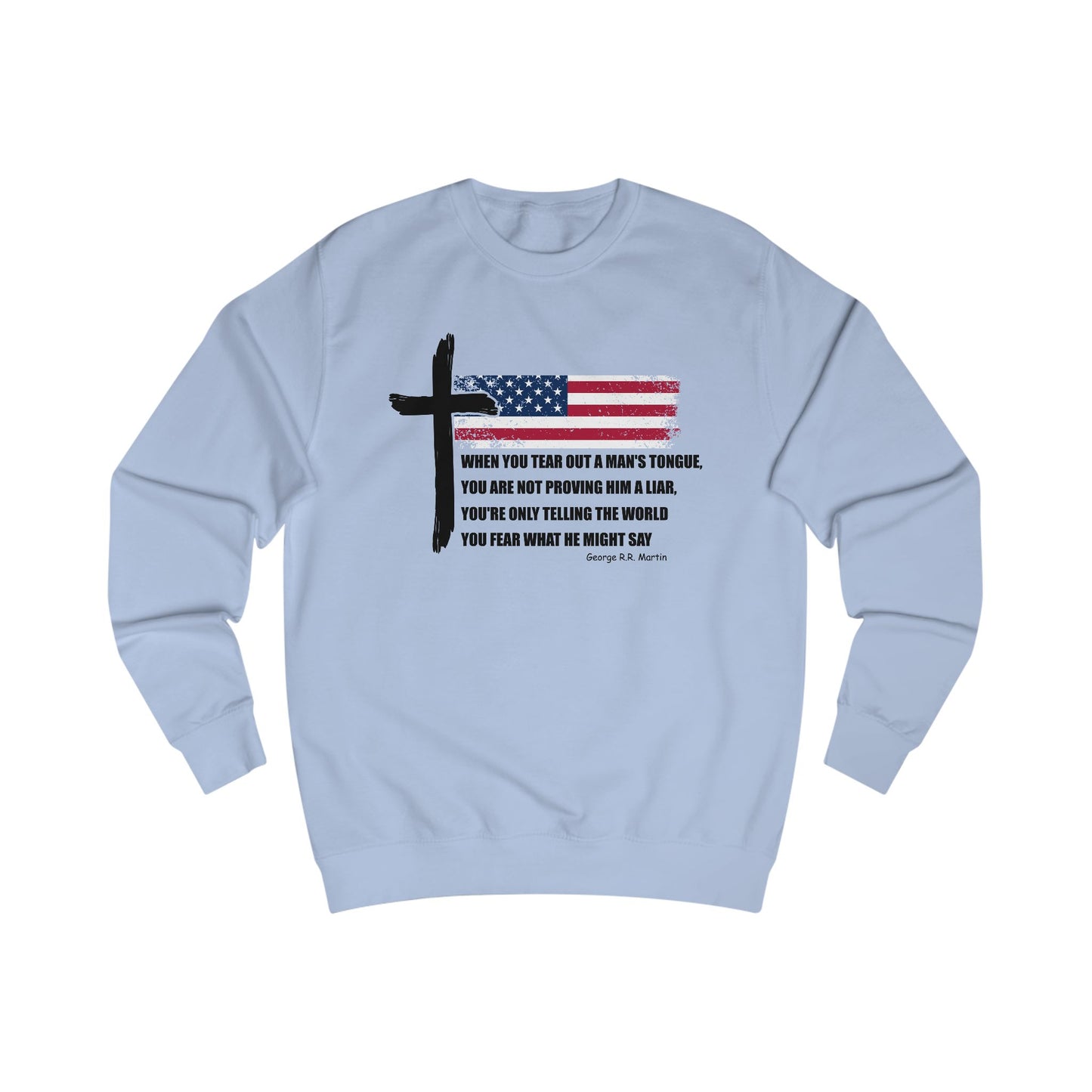 Patriotic Christian Sweatshirt – American Flag Cross & Free Speech Quote