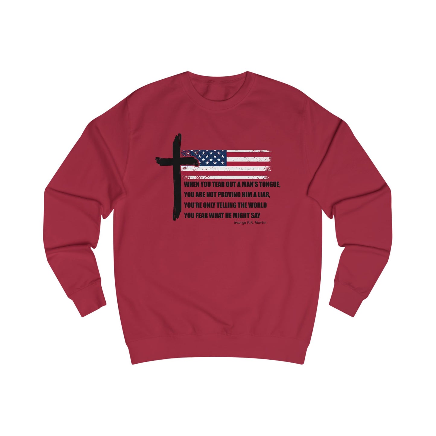 Patriotic Christian Sweatshirt – American Flag Cross & Free Speech Quote