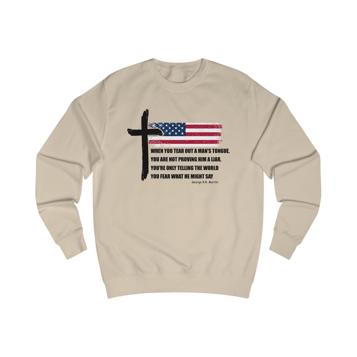 Patriotic Christian Sweatshirt – American Flag Cross & Free Speech Quote