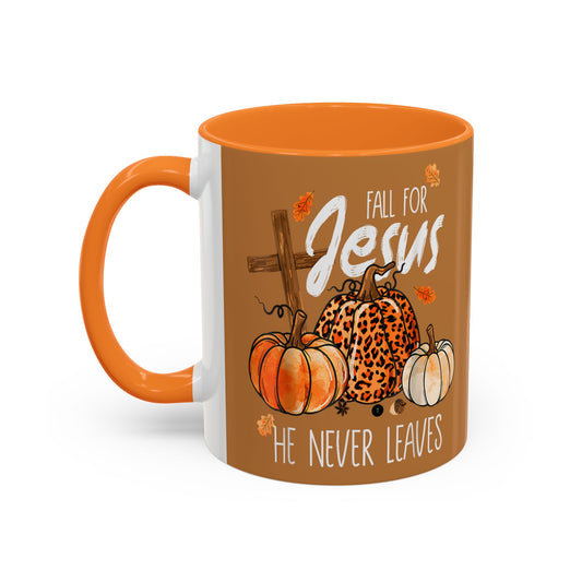Fall for Jesus Mug – Autumn Leaves & Pumpkins Christian Coffee Cup