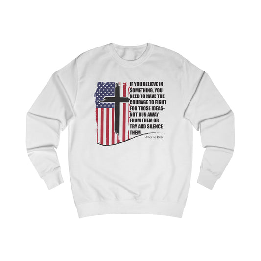 Patriotic Christian Sweatshirt – Courage & Faith American Flag Cross