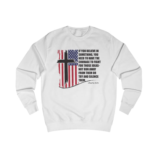 Patriotic Christian Sweatshirt – Courage & Faith American Flag Cross
