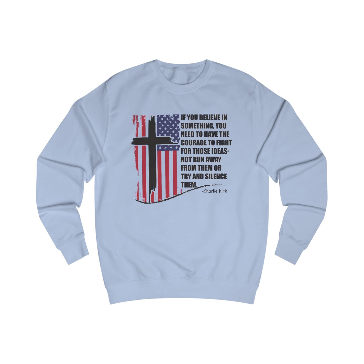 Patriotic Christian Sweatshirt – Courage & Faith American Flag Cross