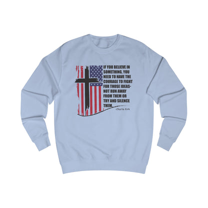 Patriotic Christian Sweatshirt – Courage & Faith American Flag Cross