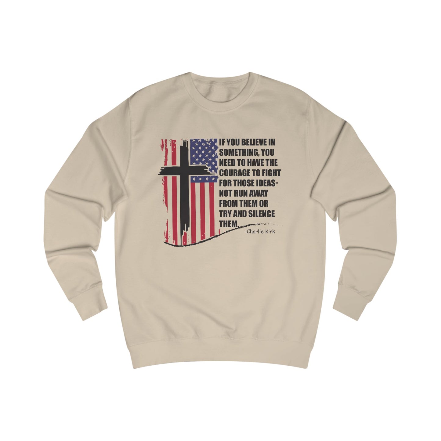 Patriotic Christian Sweatshirt – Courage & Faith American Flag Cross