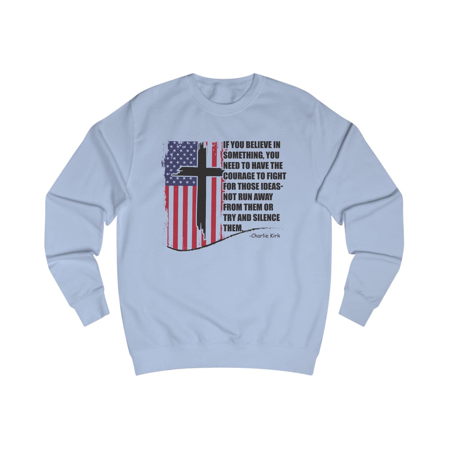 Patriotic Christian Sweatshirt – Courage & Faith American Flag Cross