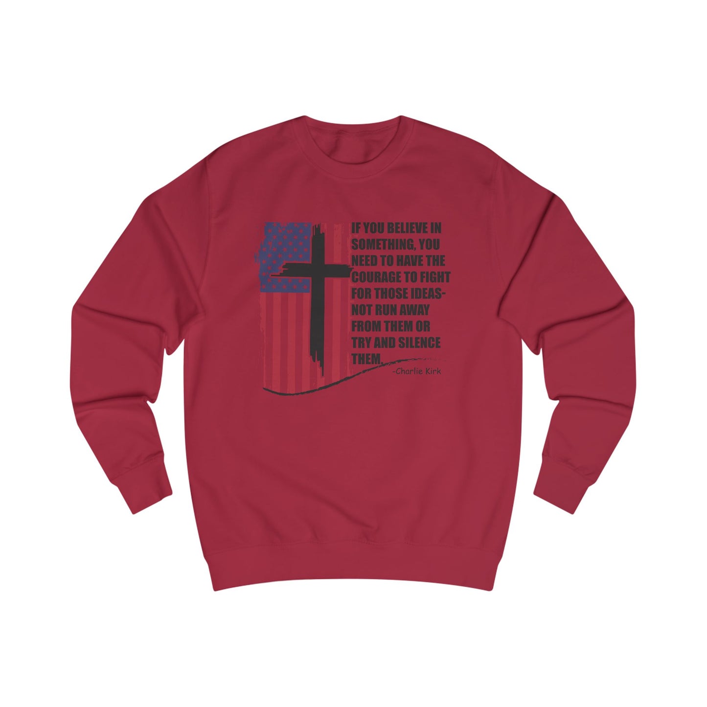 Patriotic Christian Sweatshirt – Courage & Faith American Flag Cross