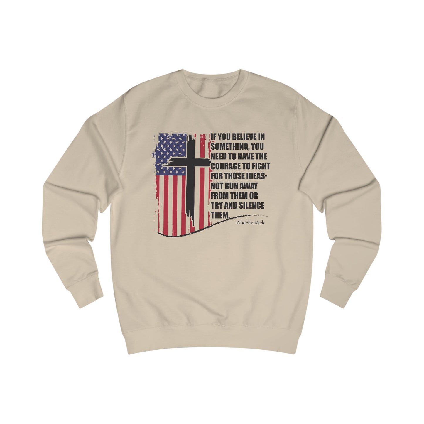 Patriotic Christian Sweatshirt – Courage & Faith American Flag Cross