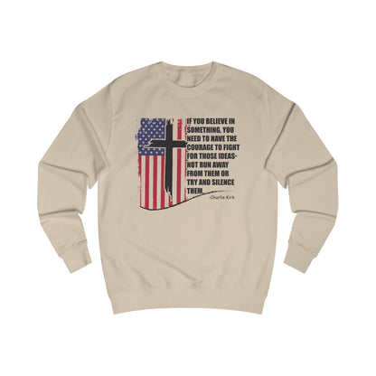 Patriotic Christian Sweatshirt – Courage & Faith American Flag Cross