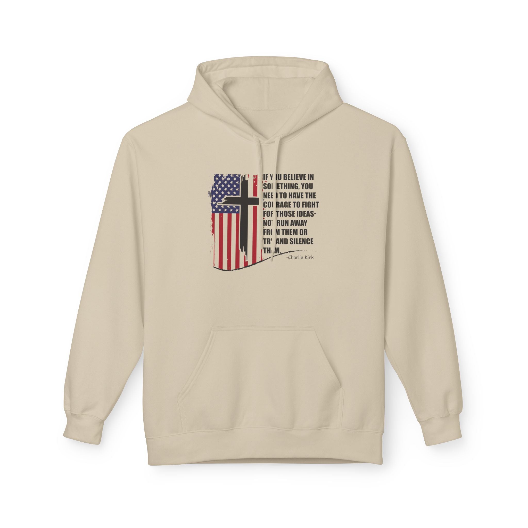 Patriotic Christian Hoodie – Faith, Freedom & Courage Unisex Fleece
