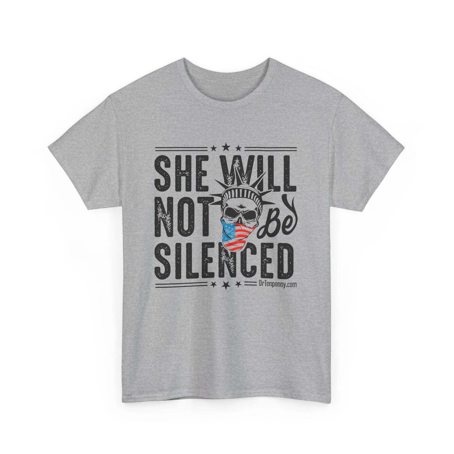 She Will Not Be Silenced – Lady Liberty Skull Tee