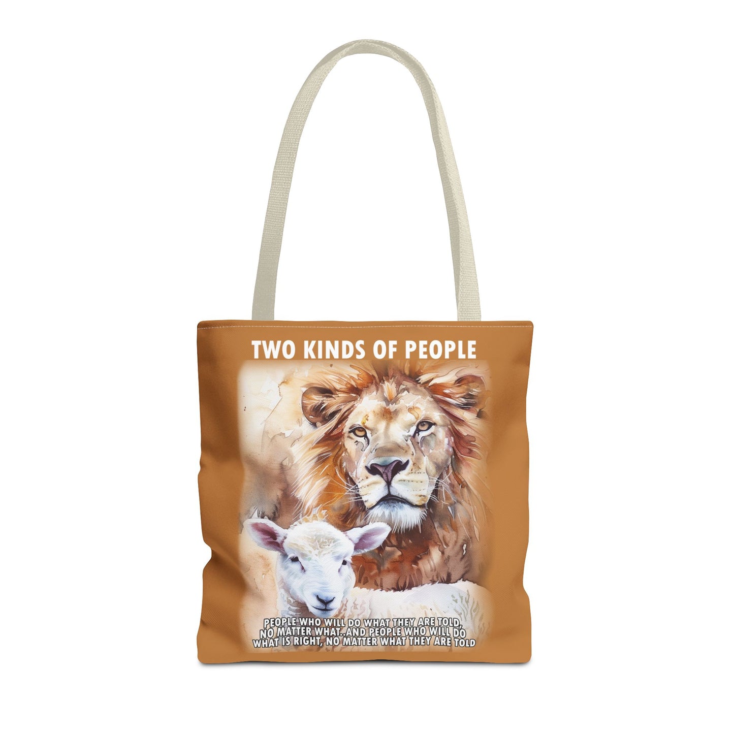 Lion and Sheep Tote Bag - Integrity and Strength Illustration