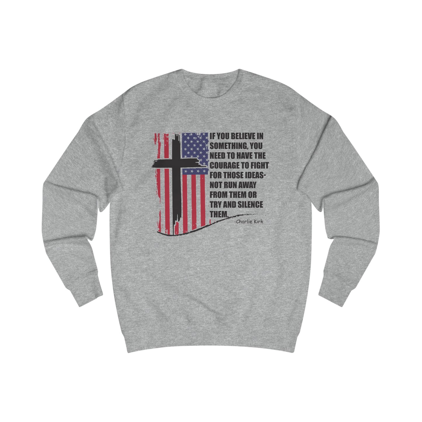 Patriotic Christian Sweatshirt – Courage & Faith American Flag Cross