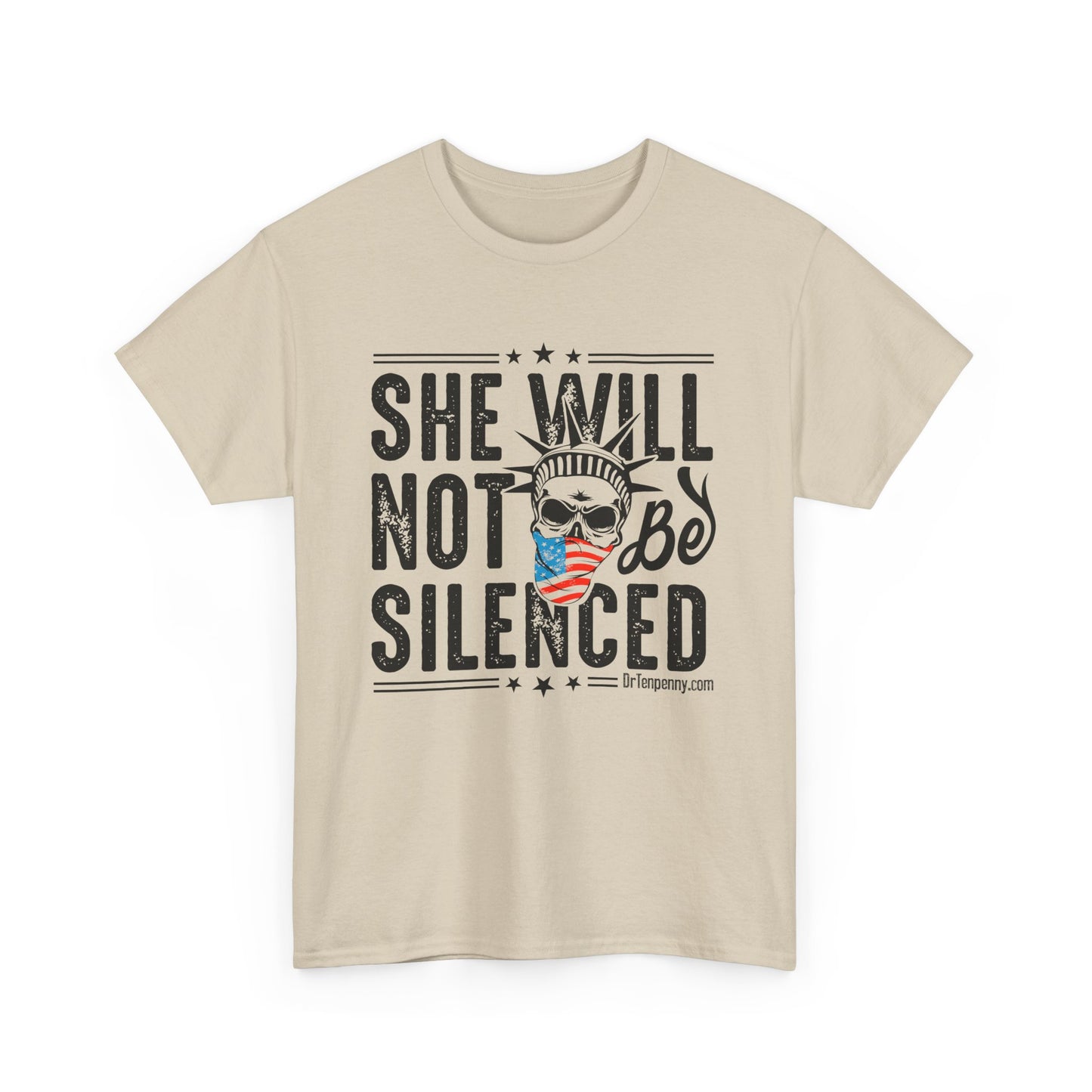 She Will Not Be Silenced – Lady Liberty Skull Tee