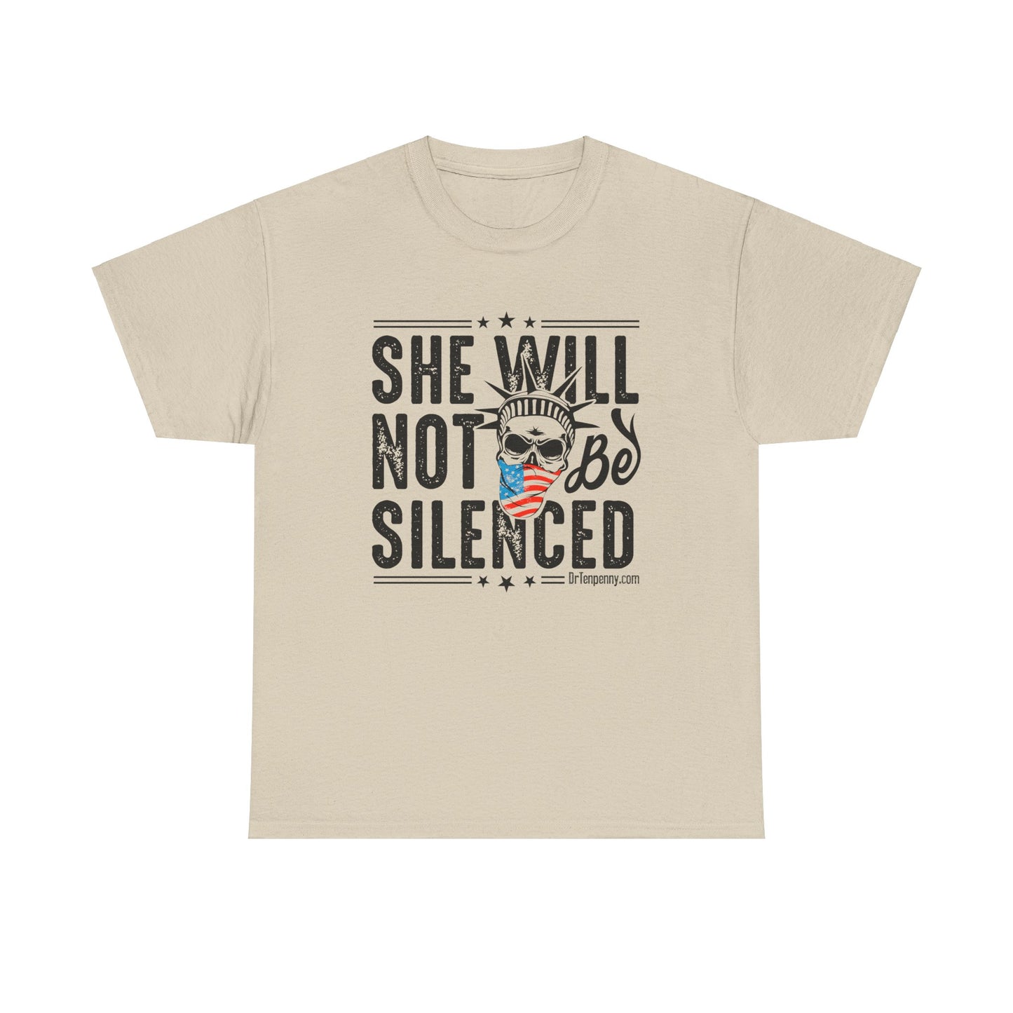 She Will Not Be Silenced – Lady Liberty Skull Tee