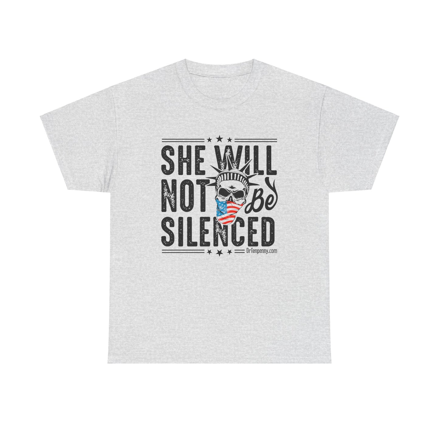 She Will Not Be Silenced – Lady Liberty Skull Tee