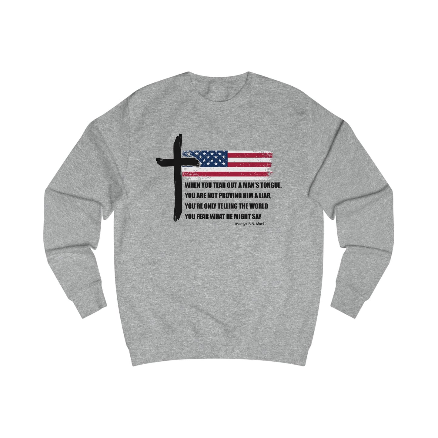 Patriotic Christian Sweatshirt – American Flag Cross & Free Speech Quote