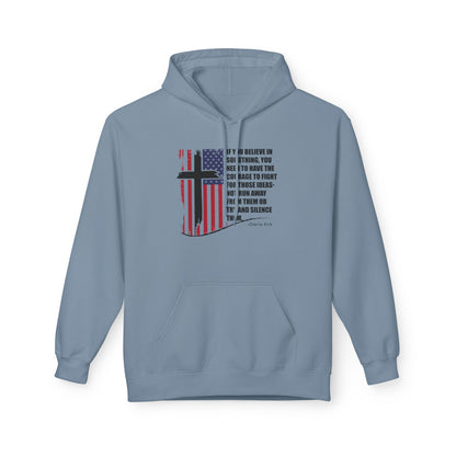 Patriotic Christian Hoodie – Faith, Freedom & Courage Unisex Fleece