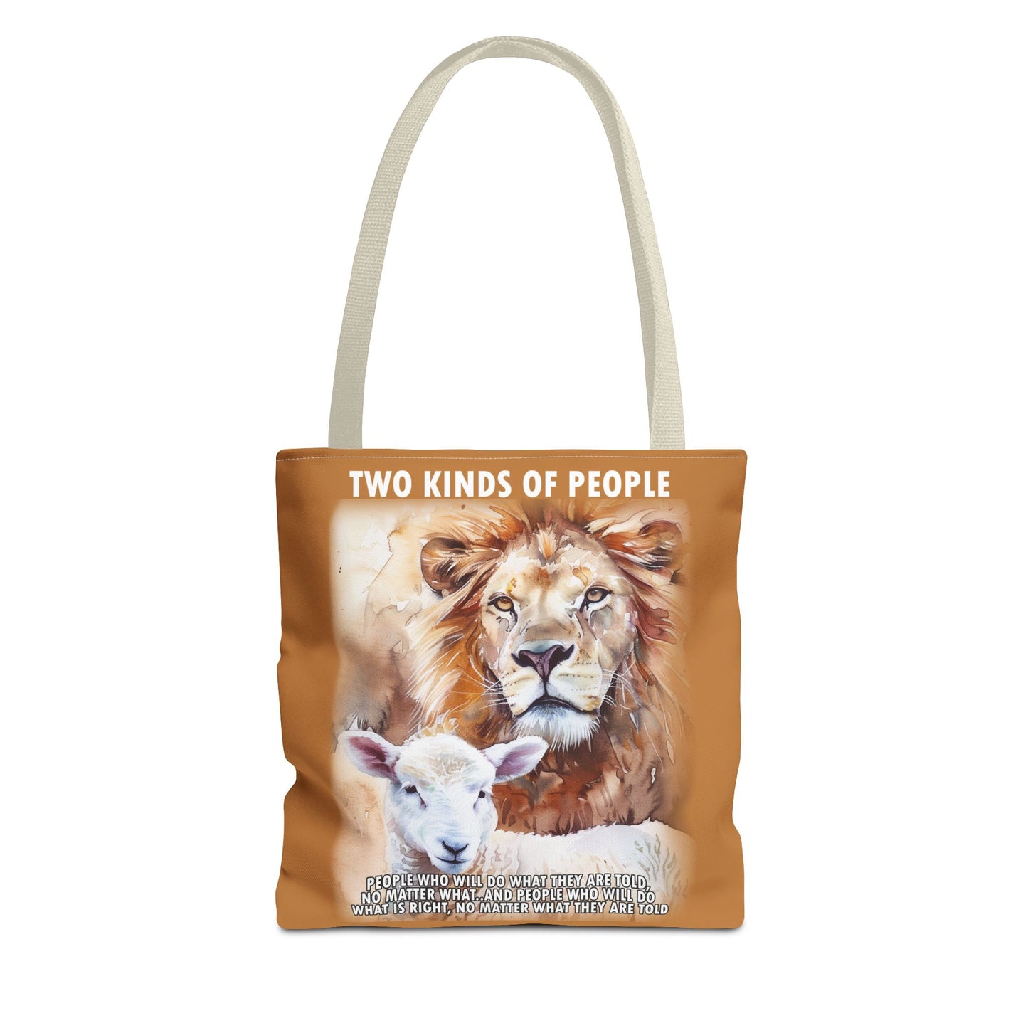 Lion and Sheep Tote Bag - Integrity and Strength Illustration