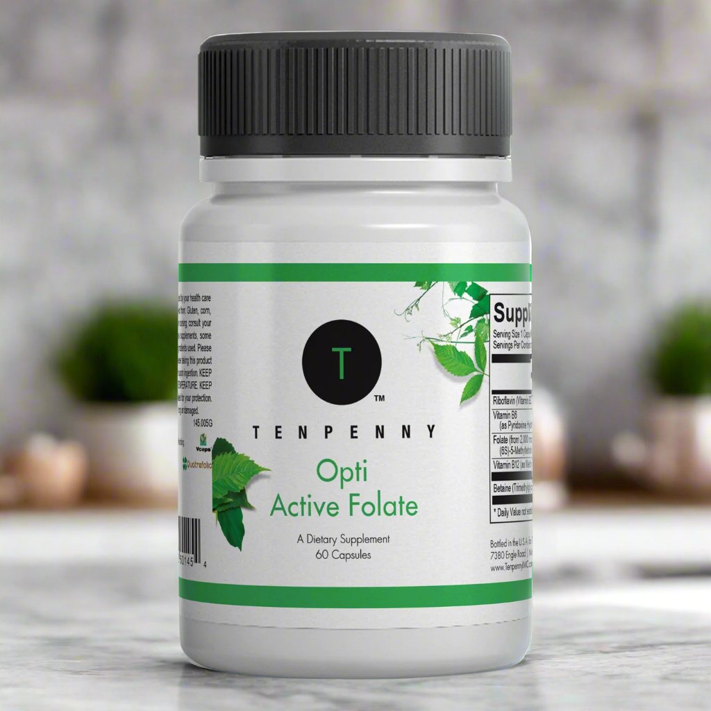 Opti Active Folate lifestyle image showing the supplement in a natural setting, ideal for supporting energy, cardiovascular health, and pregnancy wellness.