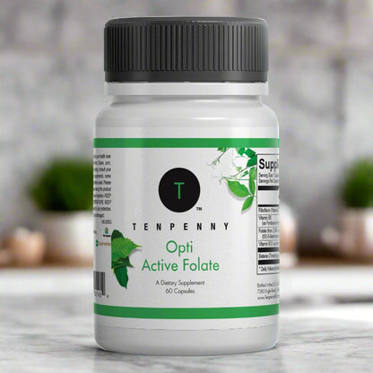 Opti Active Folate lifestyle image showing the supplement in a natural setting, ideal for supporting energy, cardiovascular health, and pregnancy wellness.