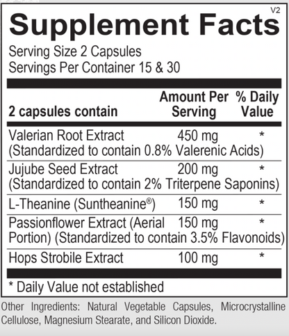 Supplement facts for Opti Natural ZZZ’s, detailing ingredients for natural sleep and relaxation support.