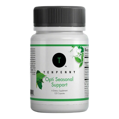 Front bottle image of Opti Seasonal Support, allergy relief and respiratory health supplement.