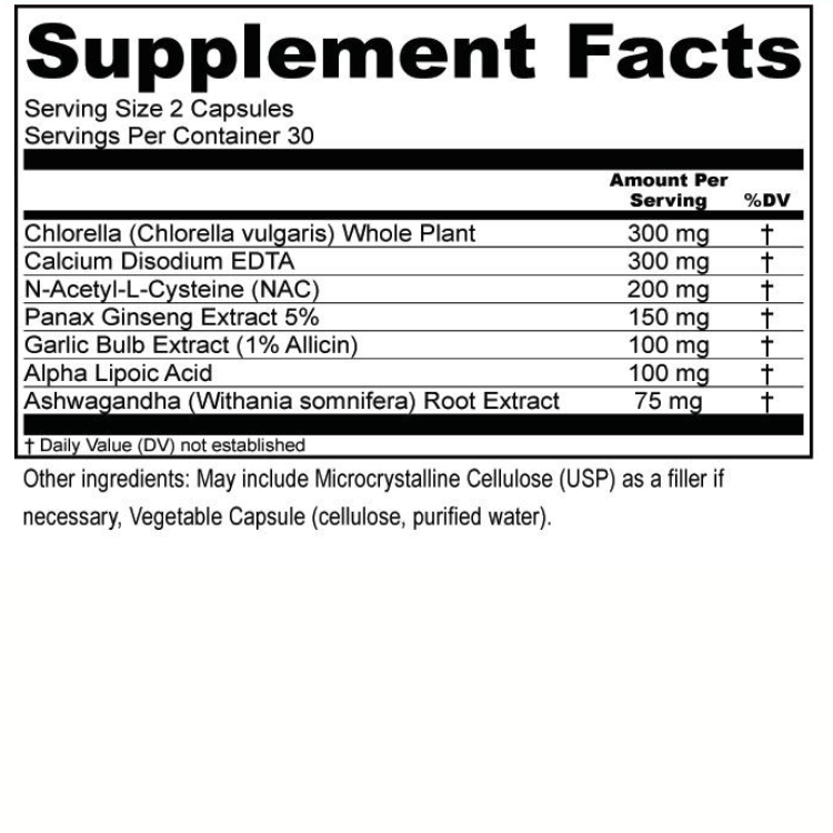 Supplement facts for Opti Vital Cleanse, showcasing ingredients for detox and antioxidant support.